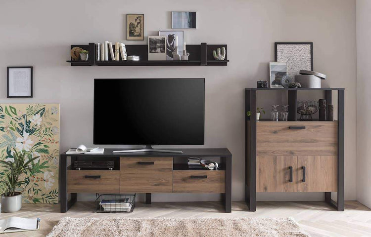 Nordi VD Living Room Set 296cm Okapi Walnut & Black Matt