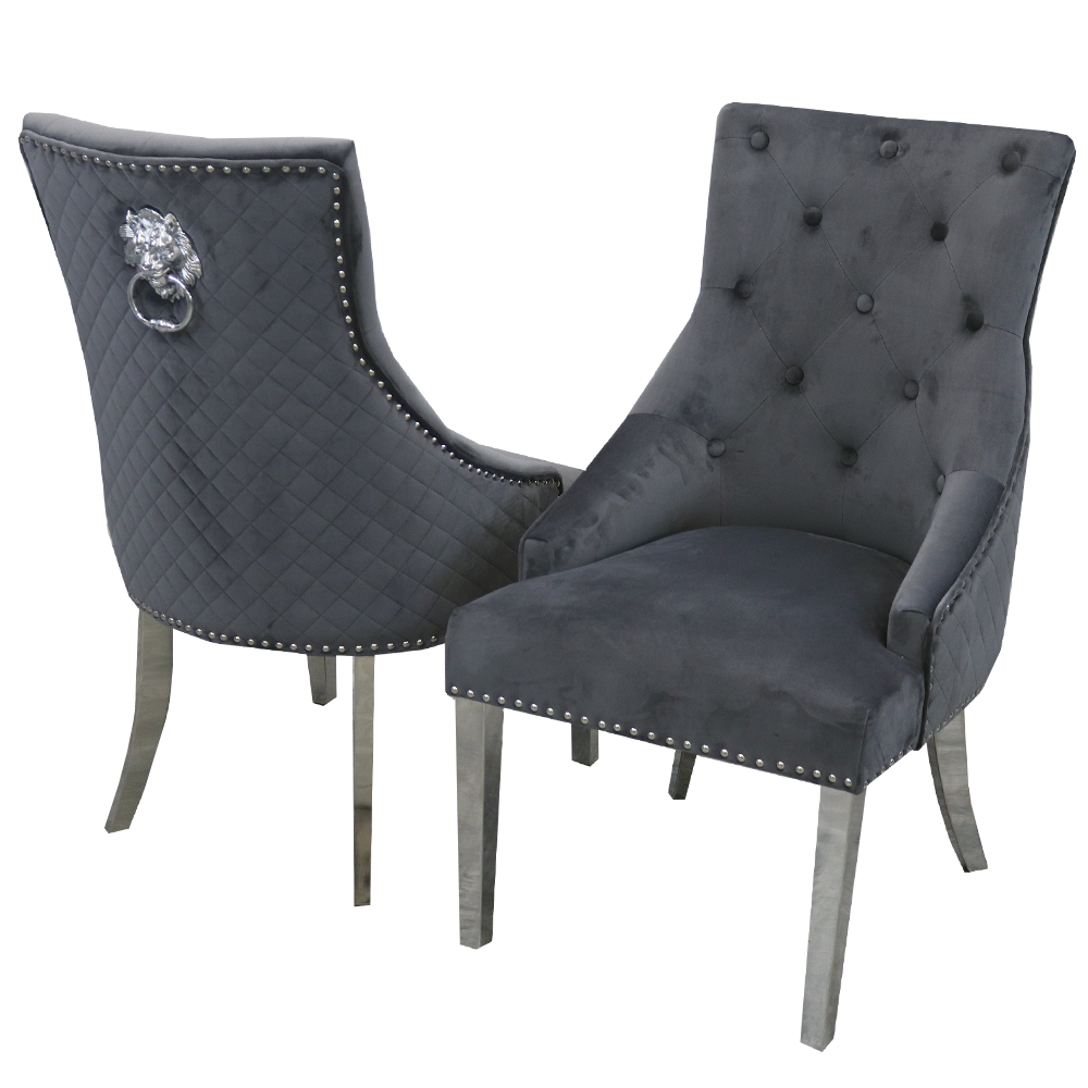 Bentley Chrome Dining Chair Dark Grey Light Grey Beige Black
