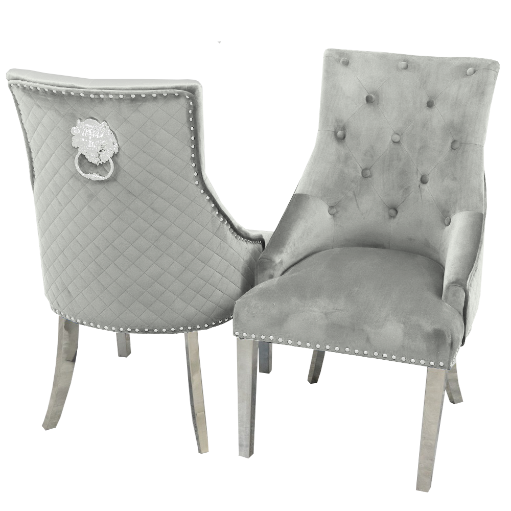 Bentley Chrome Dining Chair Dark Grey Light Grey Beige Black