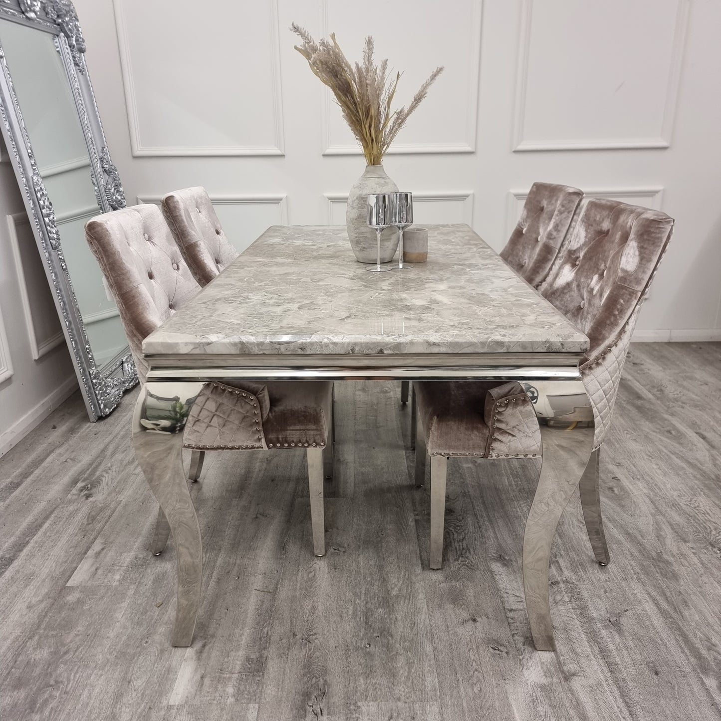 Bentley Chrome Dining Chair Dark Grey Light Grey Beige Black