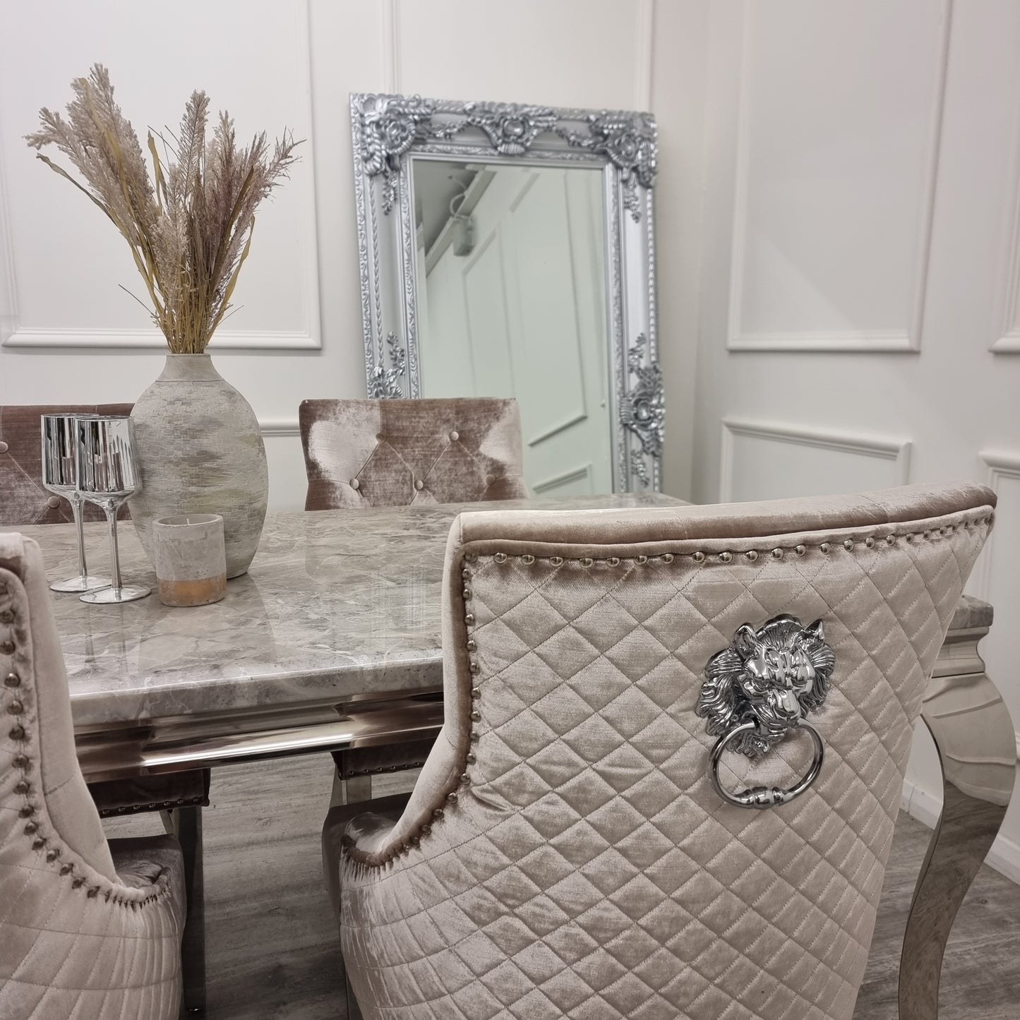 Bentley Chrome Dining Chair Dark Grey Light Grey Beige Black