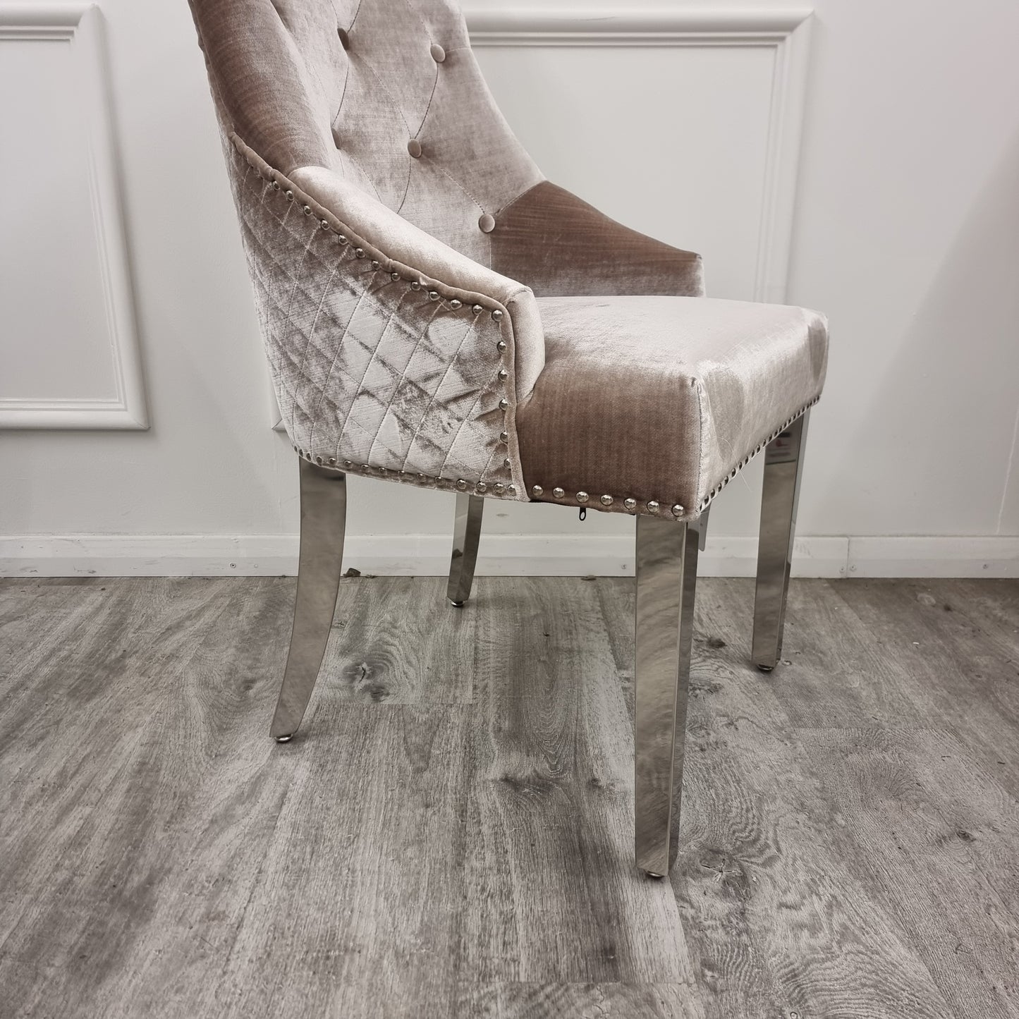 Bentley Chrome Dining Chair Dark Grey Light Grey Beige Black