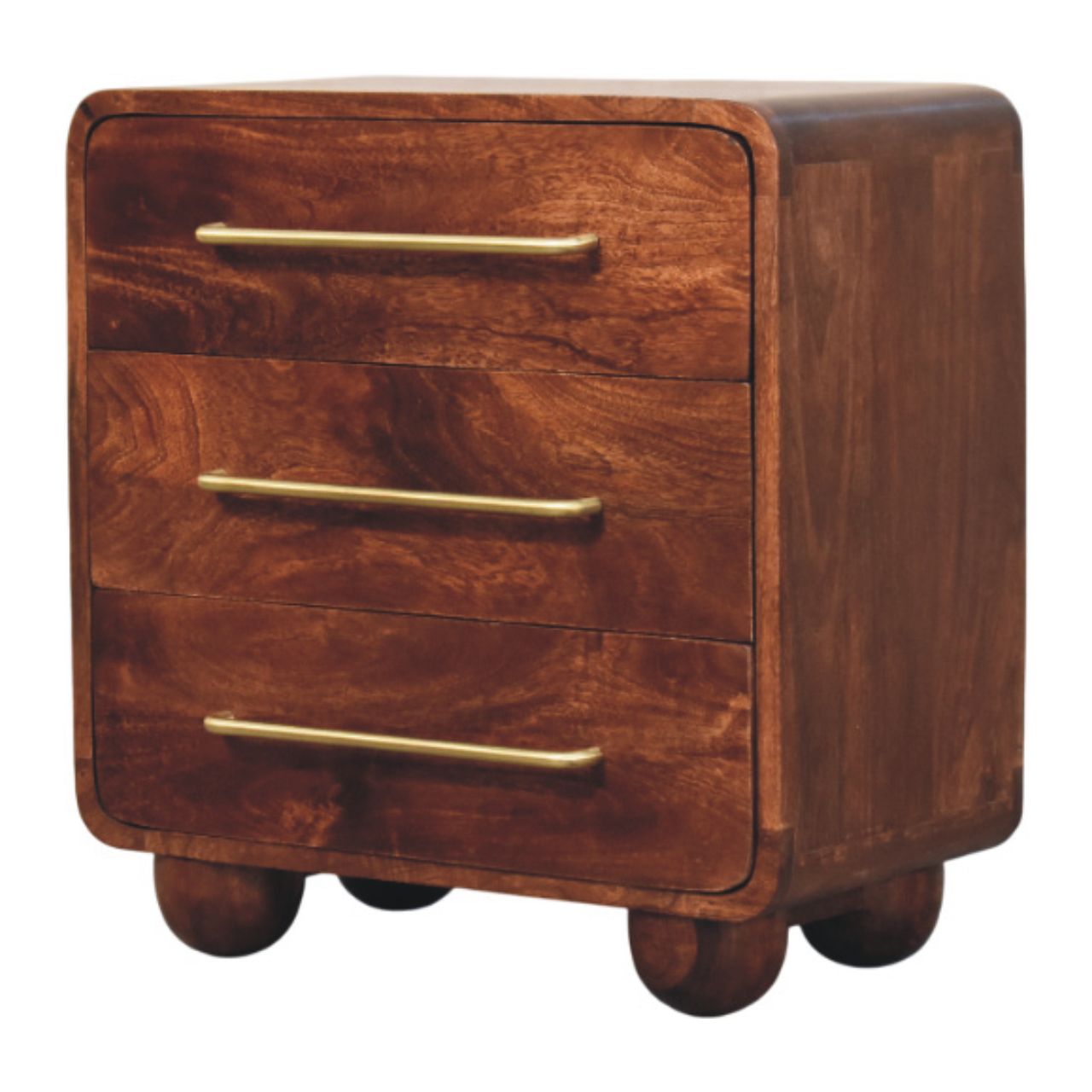 3-Drawer Rounded Chest. 100% Solid Mango Wood