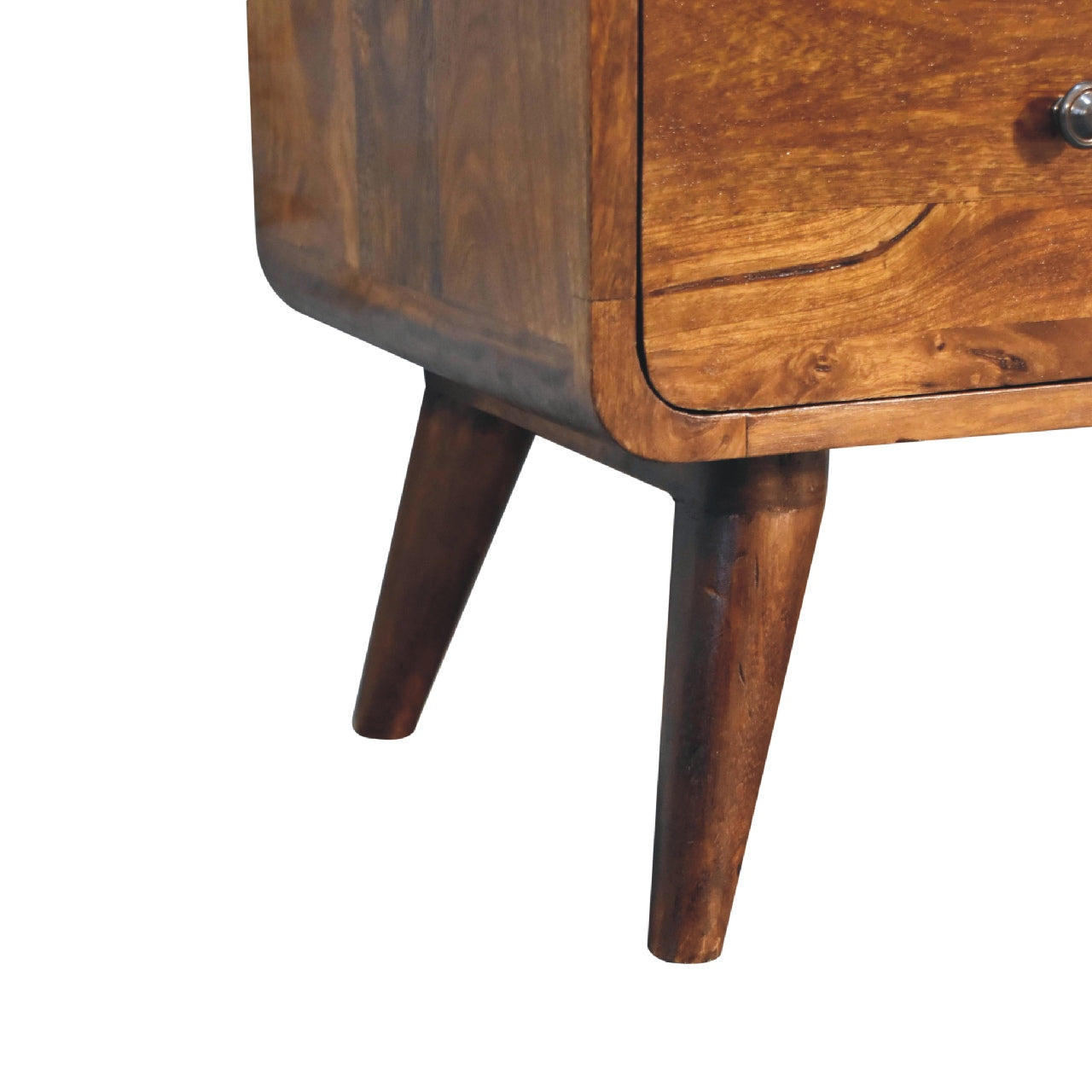 5 Drawer Curved Chestnut Chest. 100% Solid Mango Wood