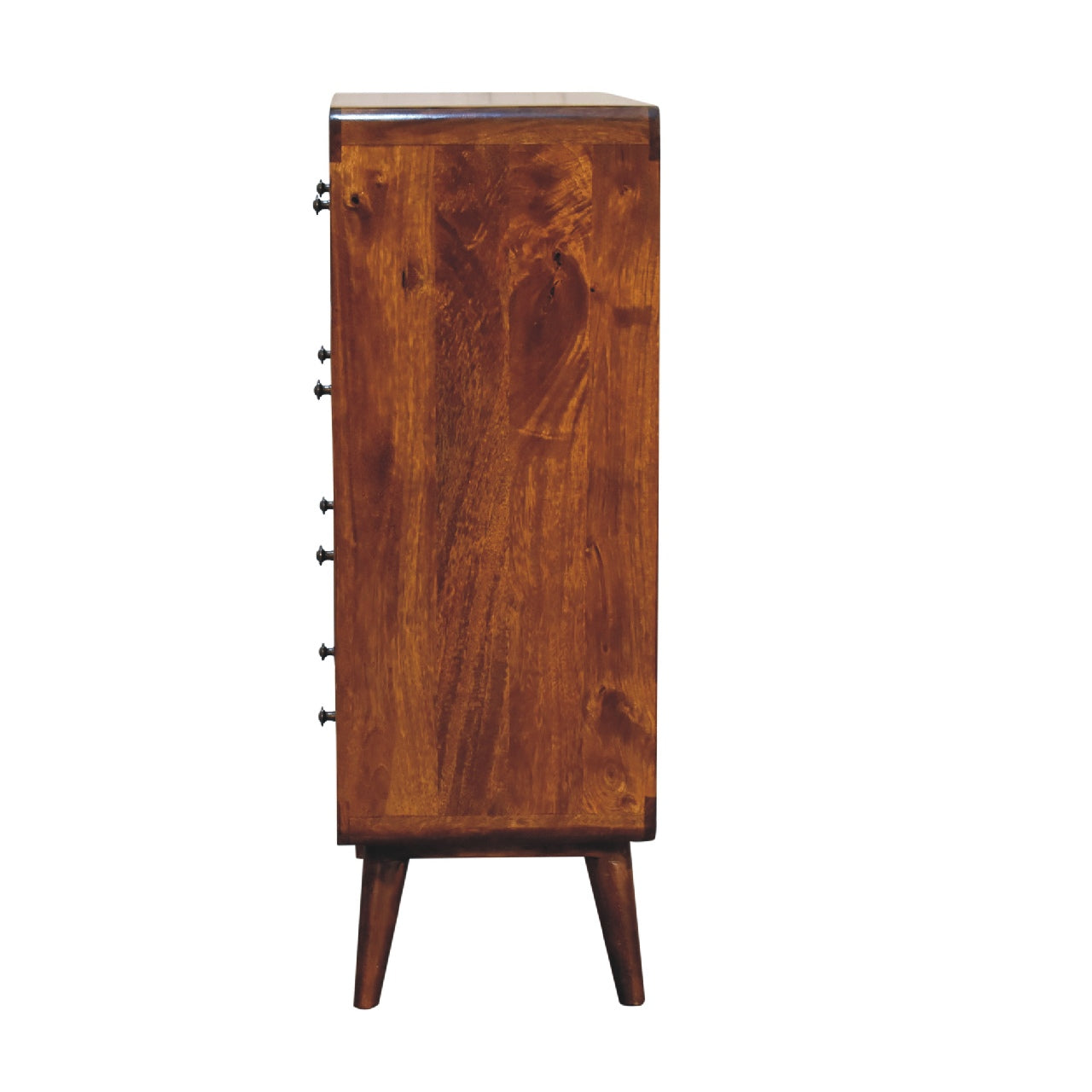 5 Drawer Curved Chestnut Chest. 100% Solid Mango Wood
