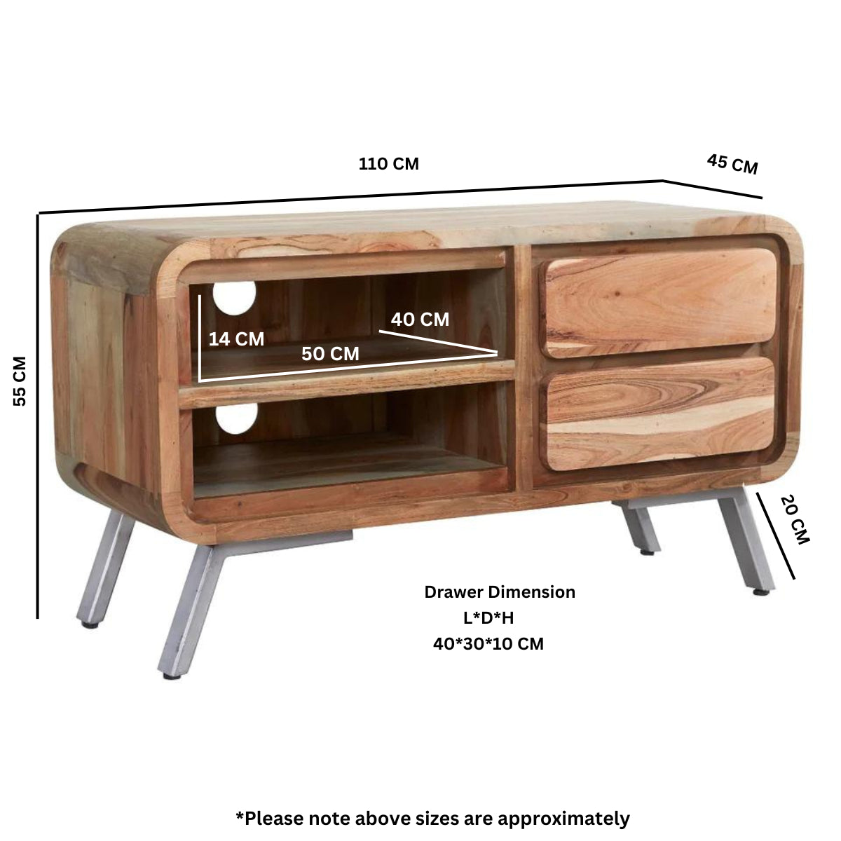 Aspen Medium TV Cabinet 100 % Solid Hardwood and Reclaimed Metal