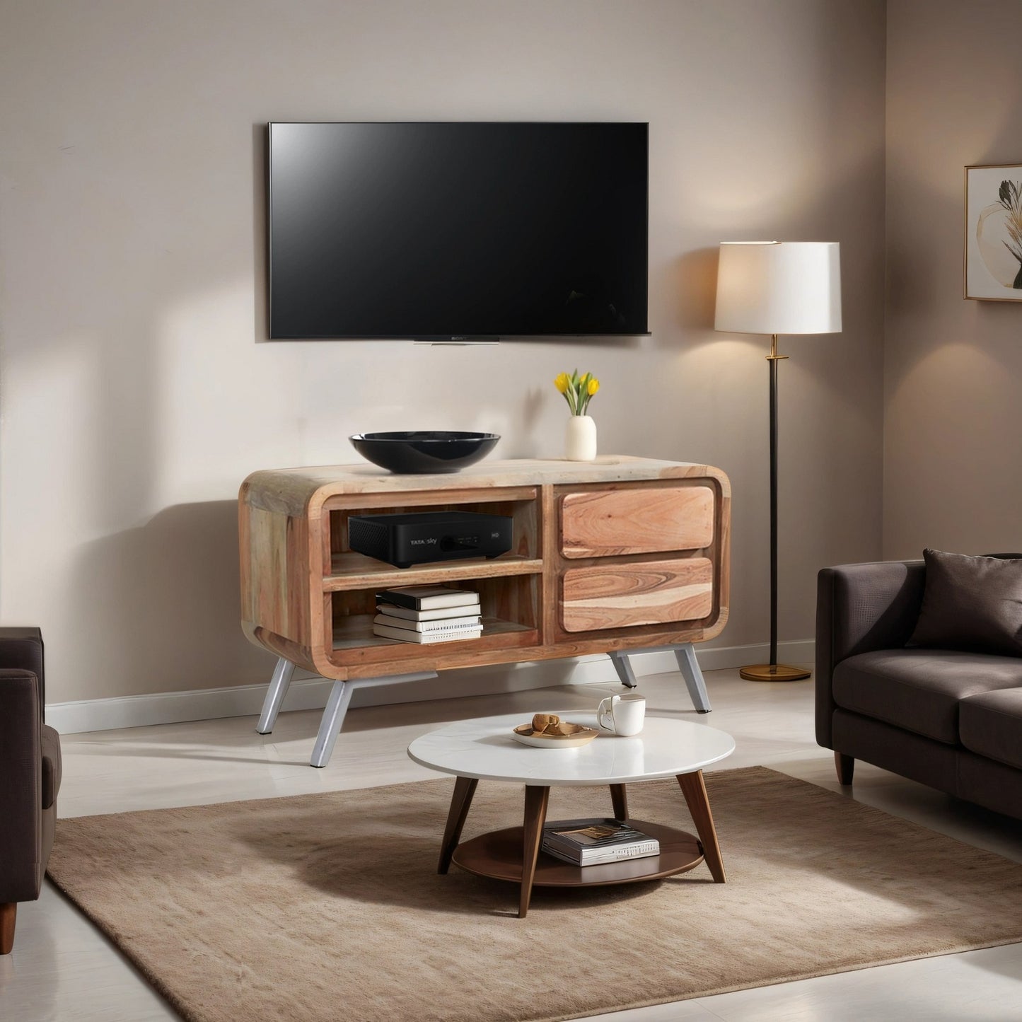 Aspen Medium TV Cabinet 100 % Solid Hardwood and Reclaimed Metal