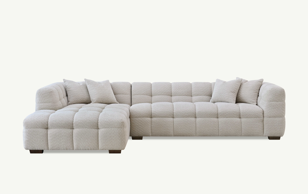 Aluxo Tribeca Corner Sofa in Oatmeal Boucle Fabric