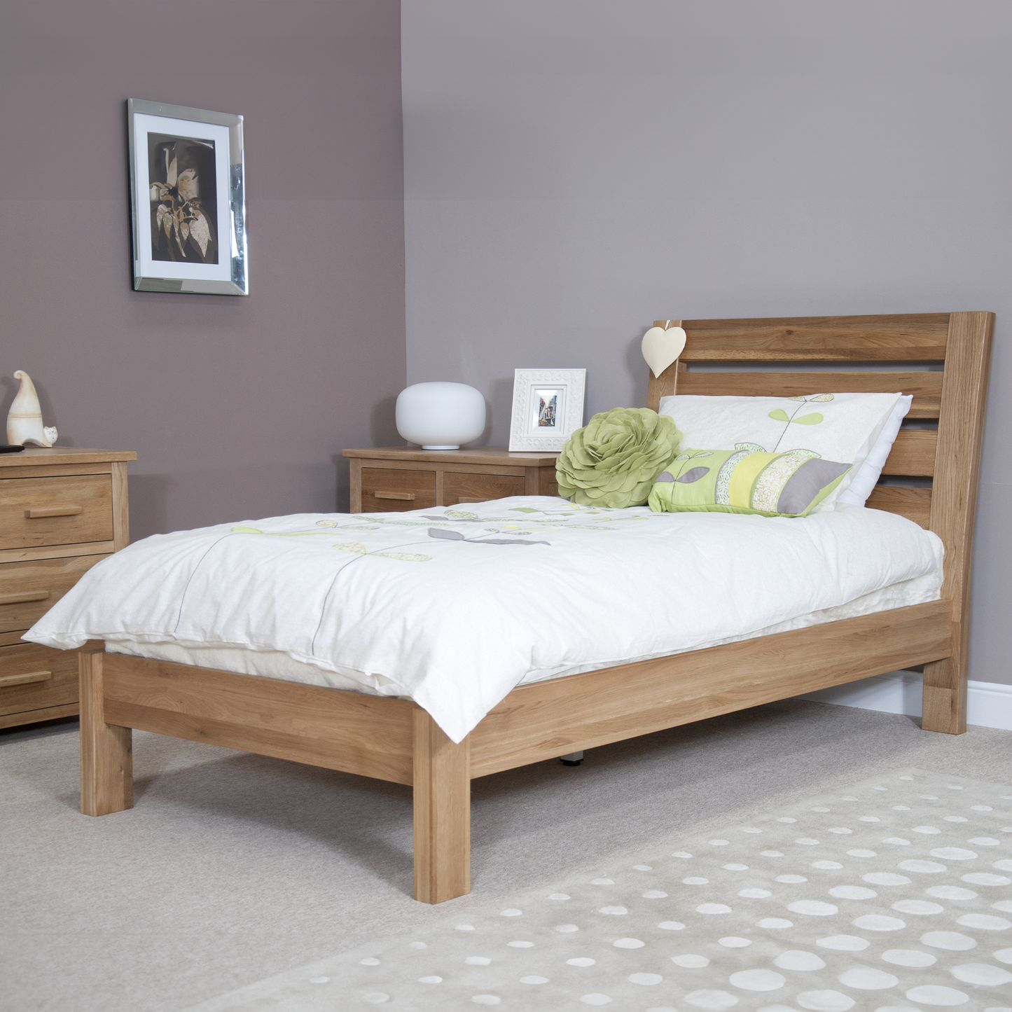 Trend Slatted Single Bed. Solid Oak