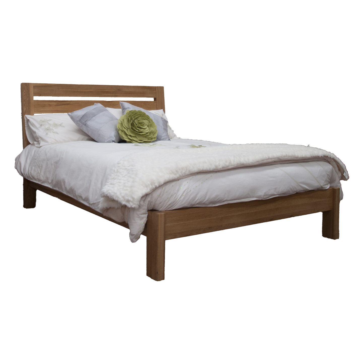 Trend Slatted Kingsize Bed. Solid Oak
