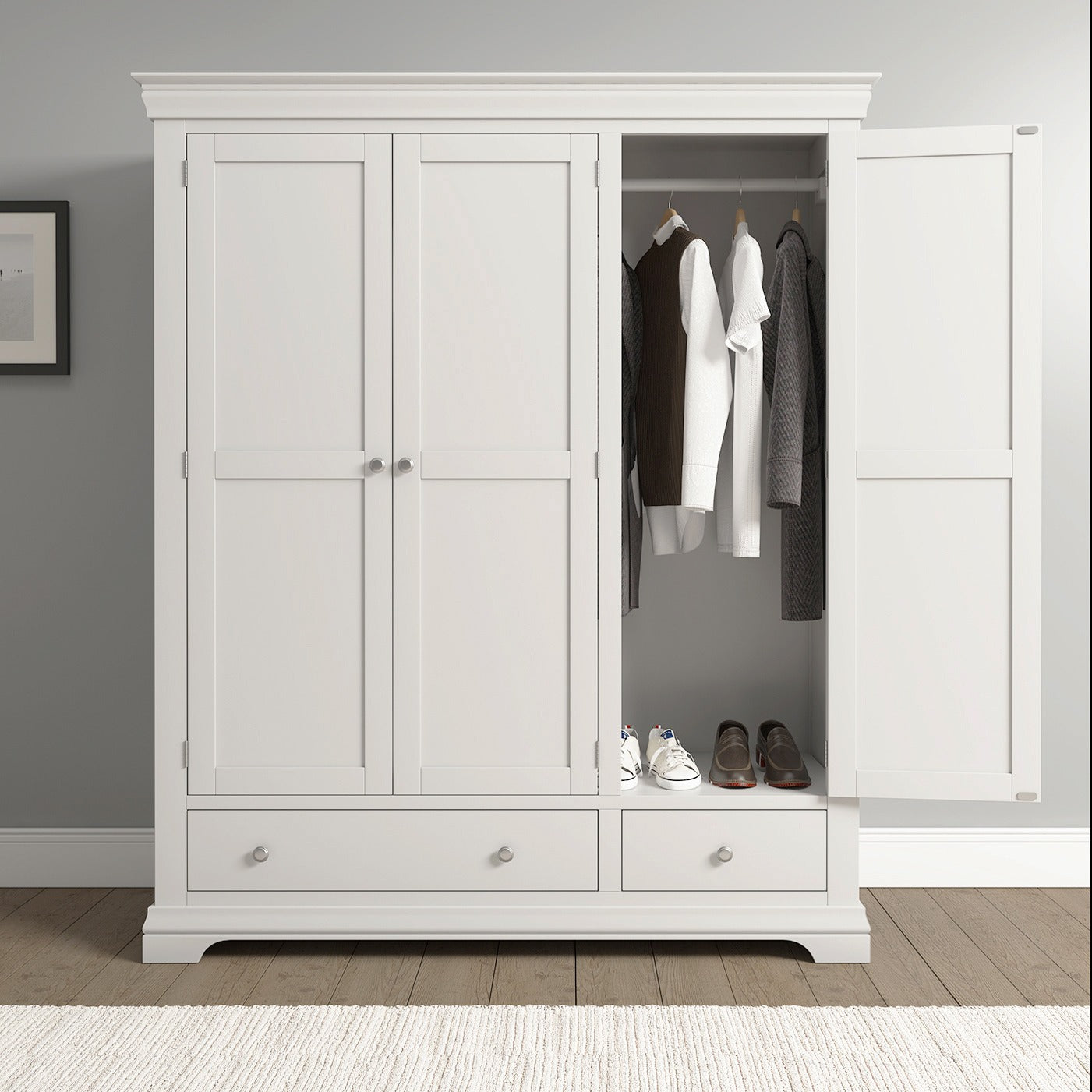 Bordeaux 3 Door Wardrobe Ivory or Grey
