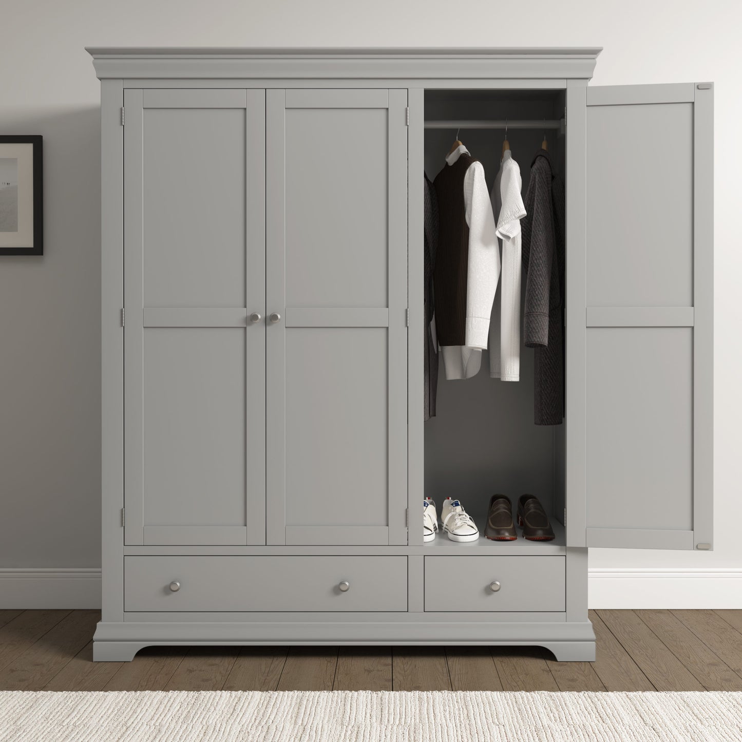 Bordeaux 3 Door Wardrobe Ivory or Grey