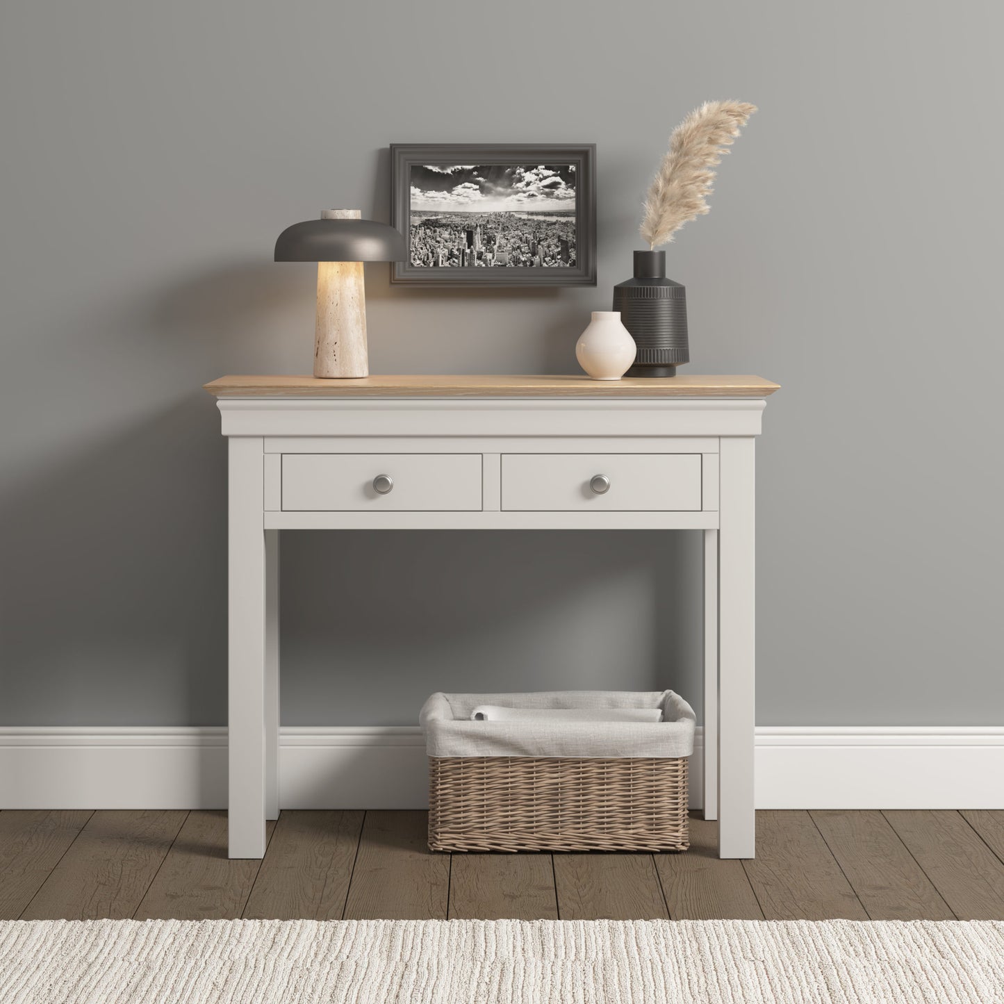 Bordeaux Console Table Ivory/Oak Pebble Grey/Oak