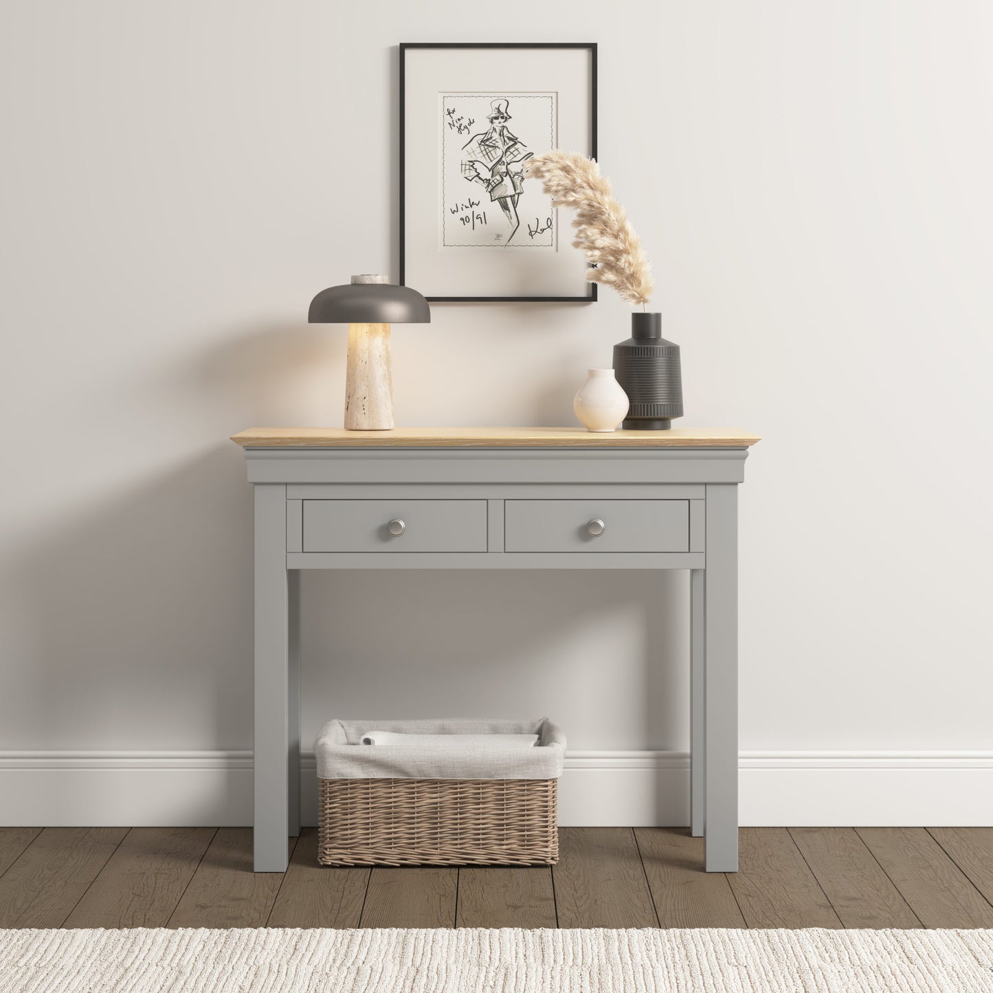 Bordeaux Console Table Ivory/Oak Pebble Grey/Oak