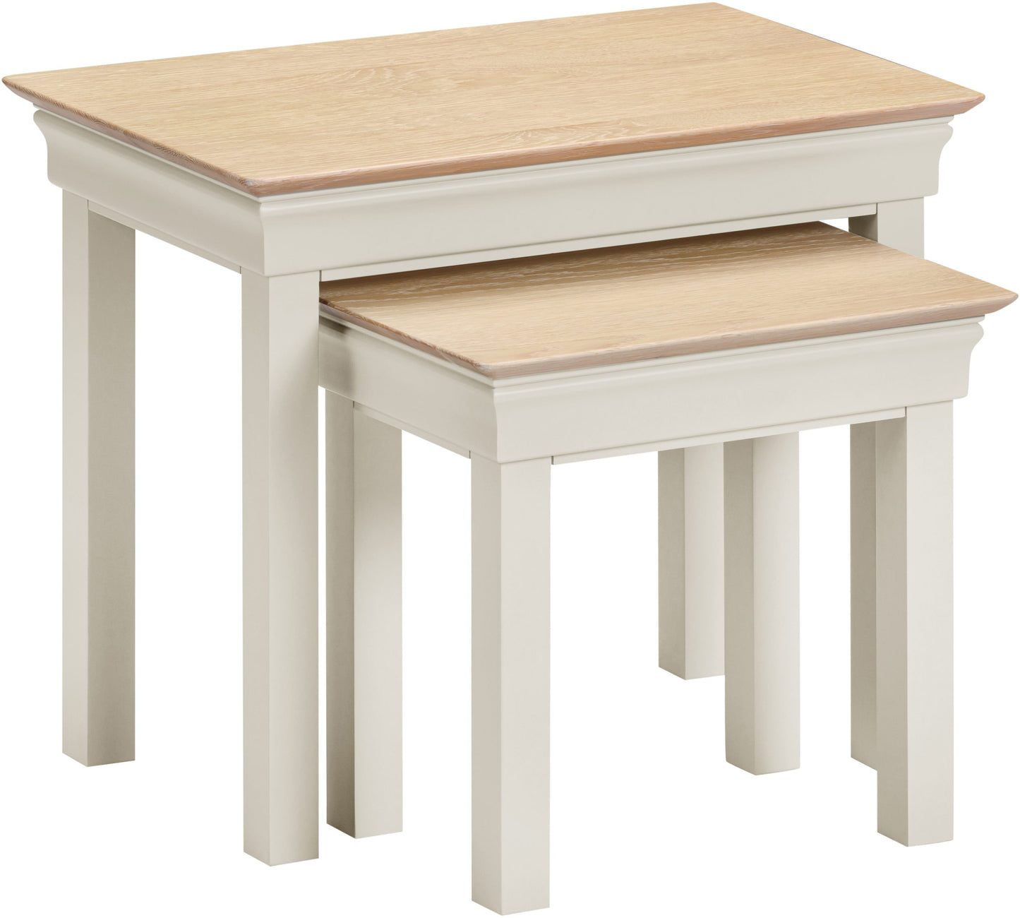 Bordeaux Nest of 2 Tables Ivory/Oak Pebble Grey/Oak