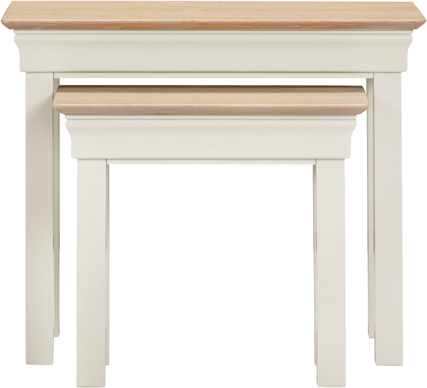 Bordeaux Nest of 2 Tables Ivory/Oak Pebble Grey/Oak