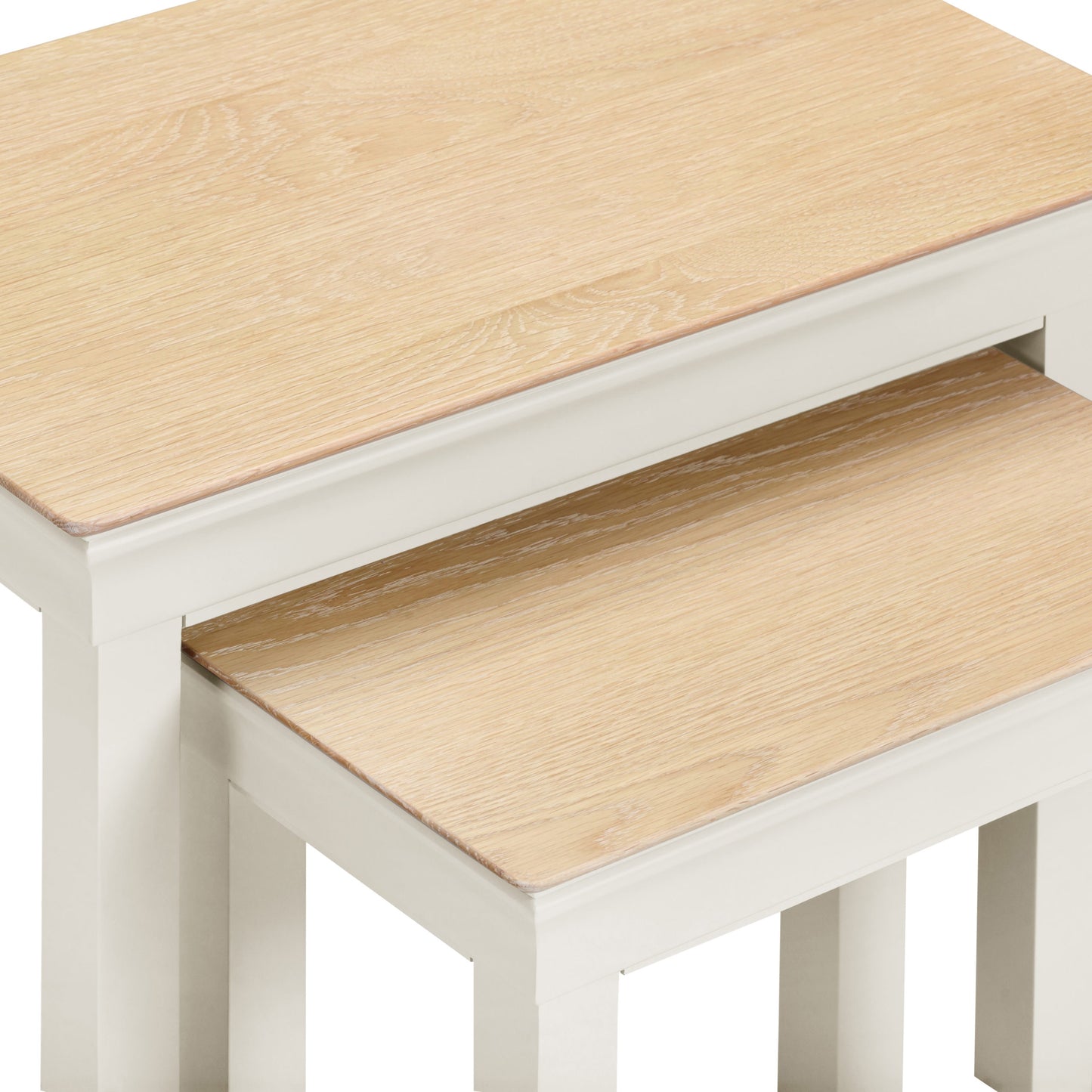 Bordeaux Nest of 2 Tables Ivory/Oak Pebble Grey/Oak