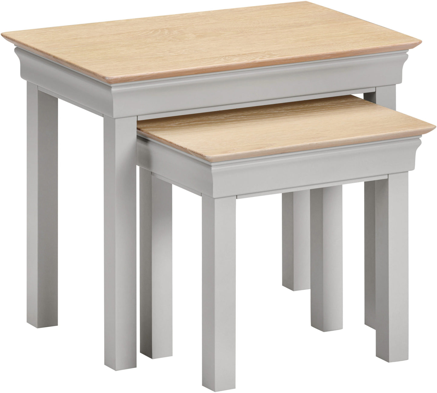 Bordeaux Nest of 2 Tables Ivory/Oak Pebble Grey/Oak