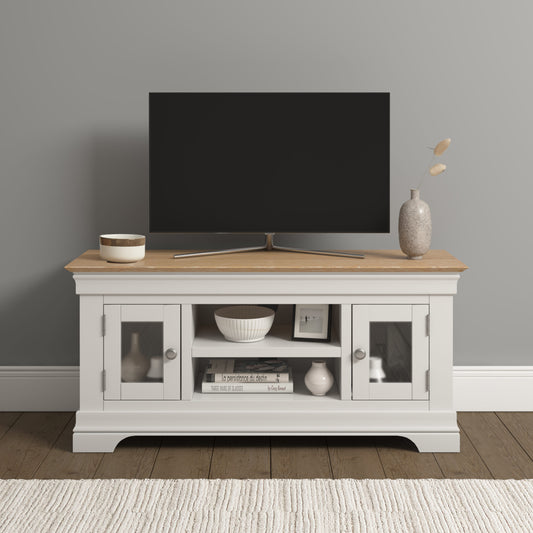 Bordeaux Small TV Stand Ivory/Oak Pebble Grey/Oak