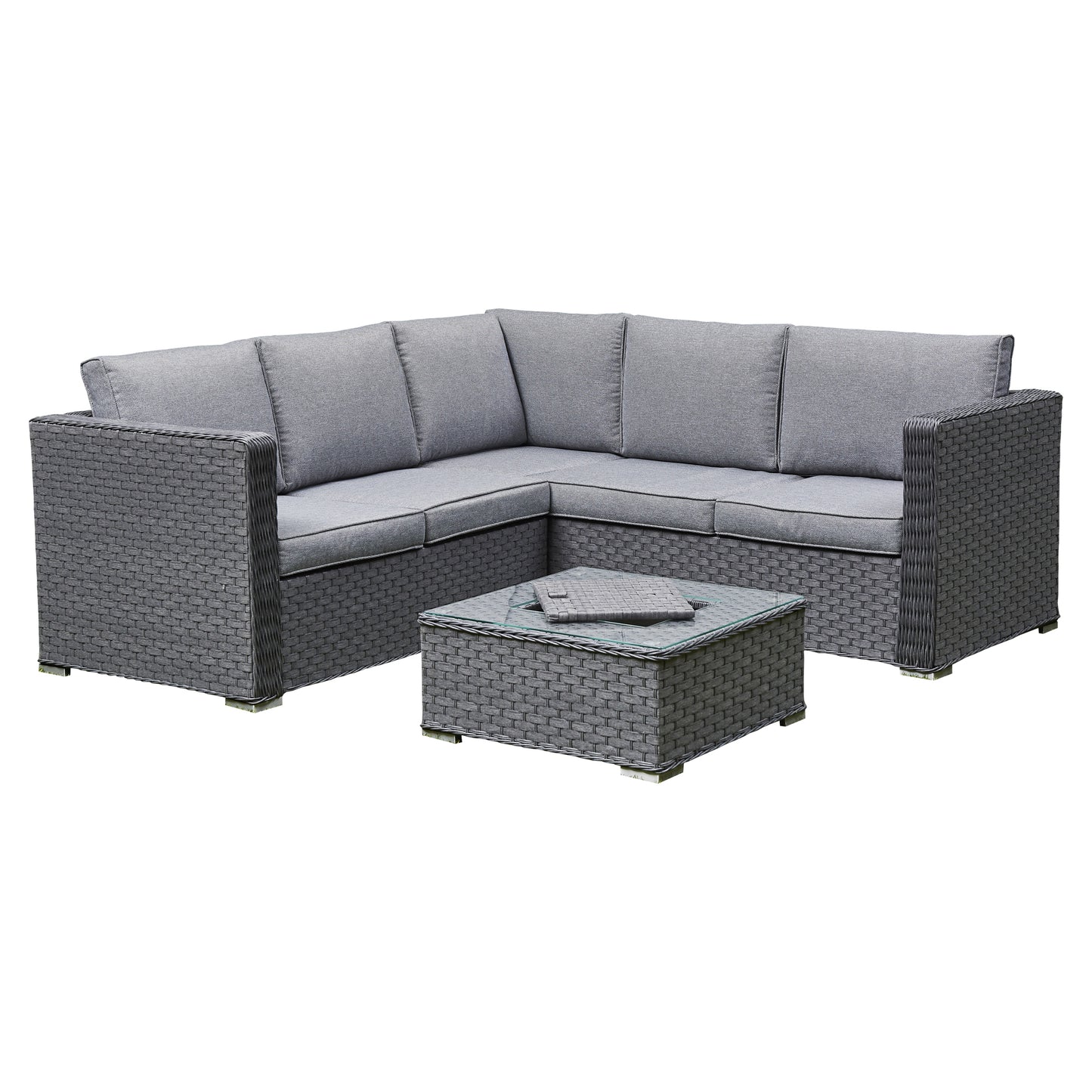Rattan Corner Sofa Set with Ice Bucket. Brown or Grey