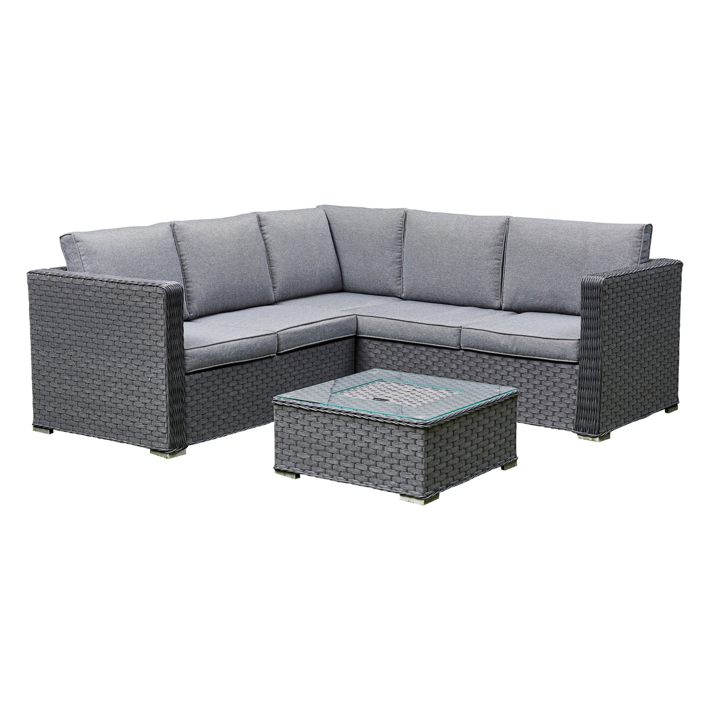 Rattan Corner Sofa Set with Ice Bucket. Brown or Grey