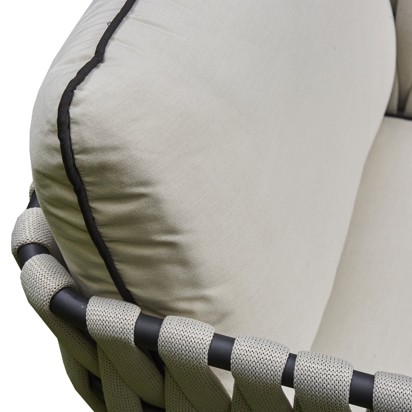Grey Aluminium and Rope 4 Piece Outdoor Set - 3 Seat Sofa, 2 Chairs, Coffee Table
