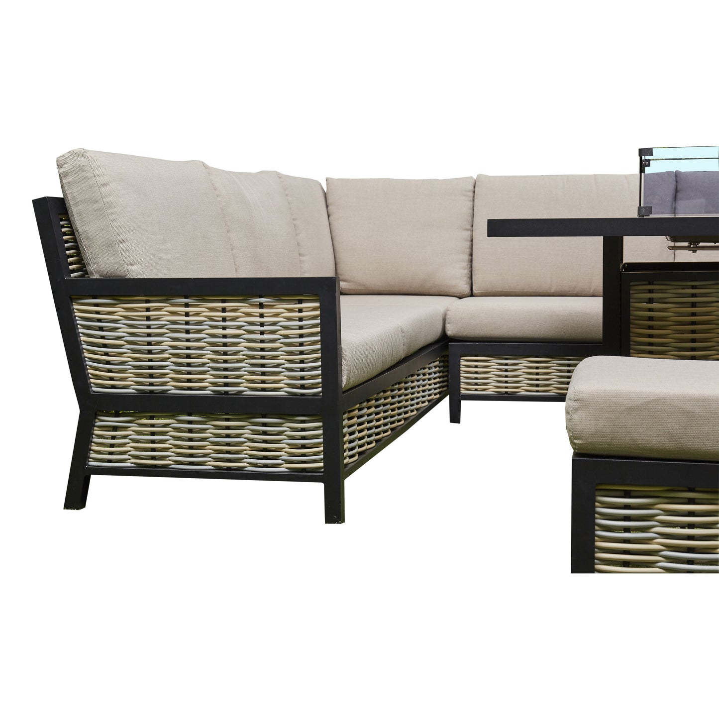 Beige Corner Outdoor Corner Sofa with 2 Benches
