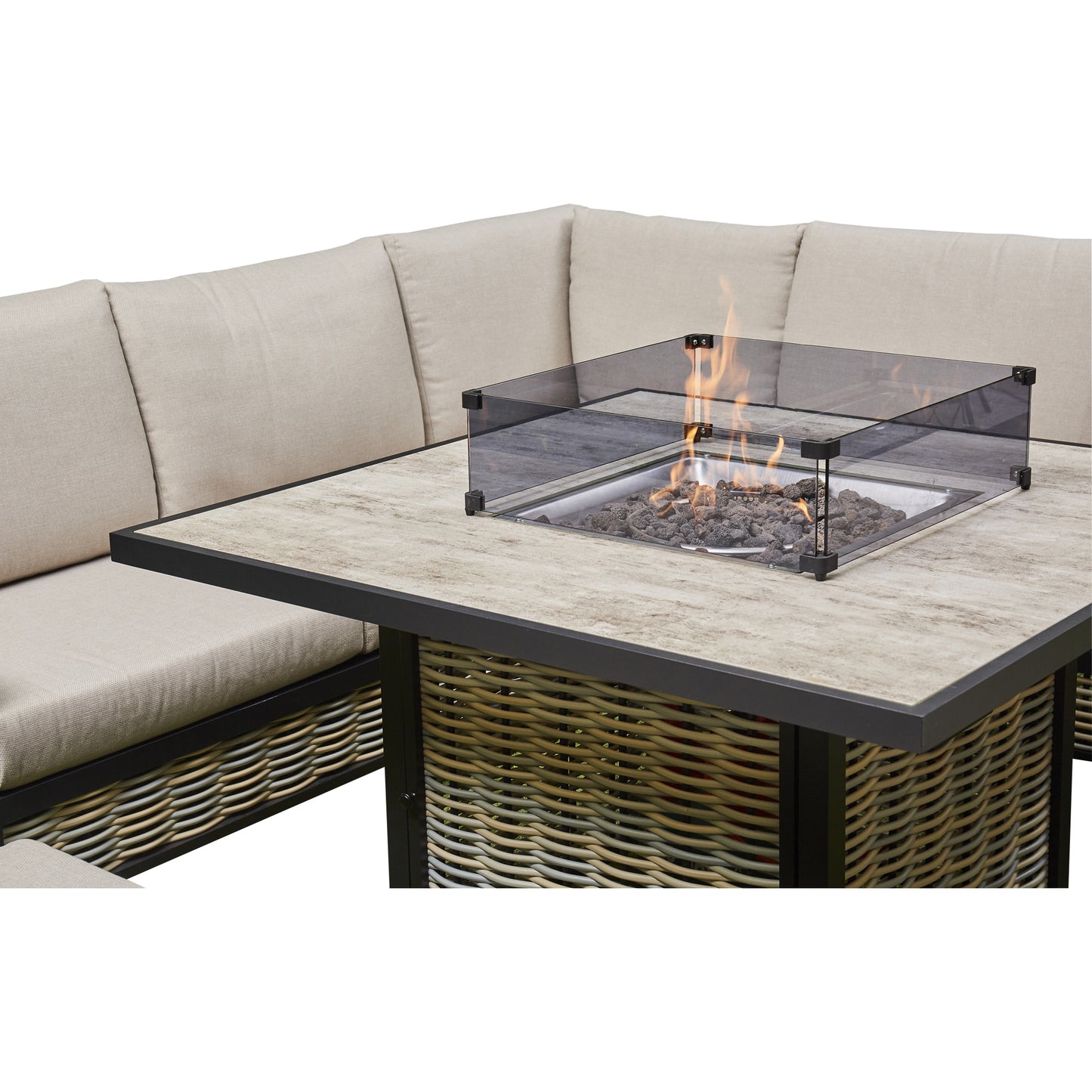 Beige Corner Outdoor Corner Sofa with 2 Benches