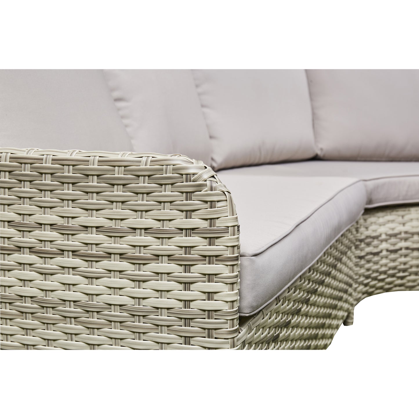 Grey Outdoor Corner Sofa with Square Firepit Table and 2 Benches