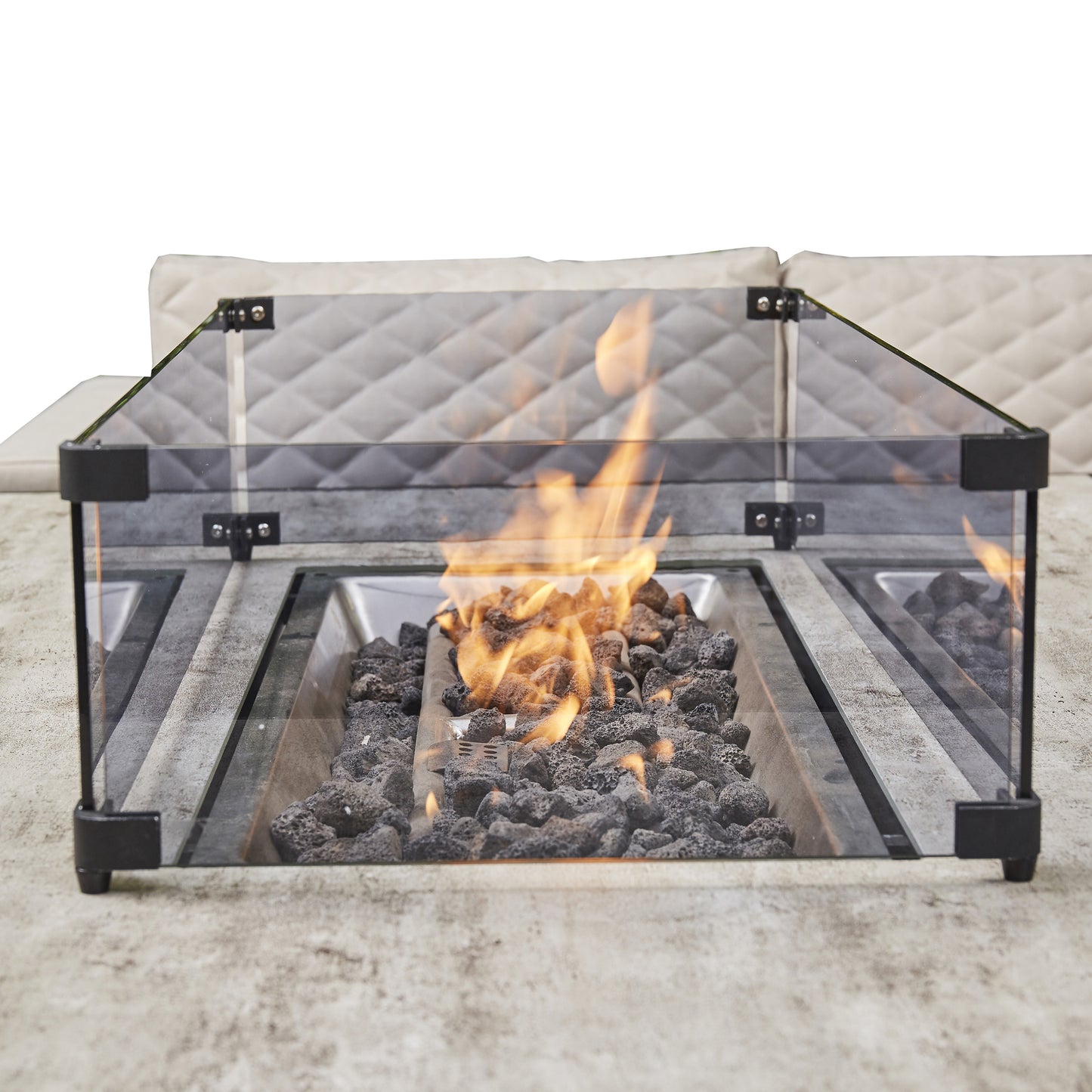 Corner Sofa Set, 2 Benches and Firepit. Grey or Beige