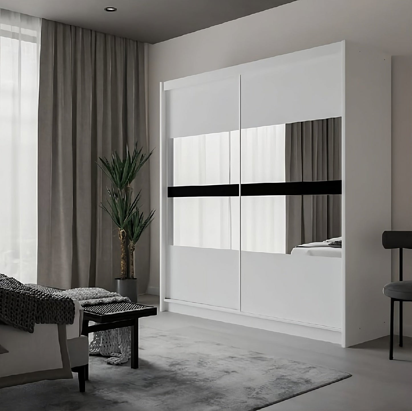 Batumi 203cm Sliding Door Wardrobe in Grey Matt or White Matt