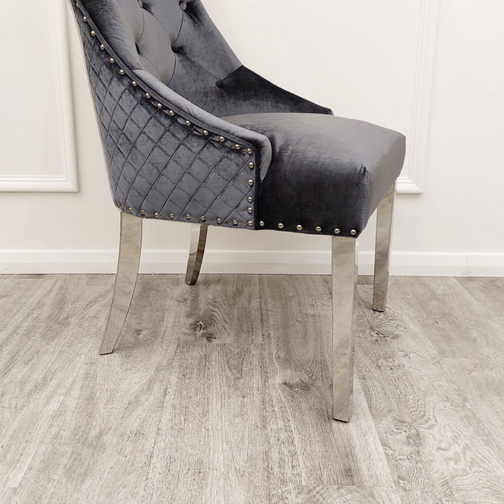 Bentley Chrome Dining Chair Dark Grey Light Grey Beige Black