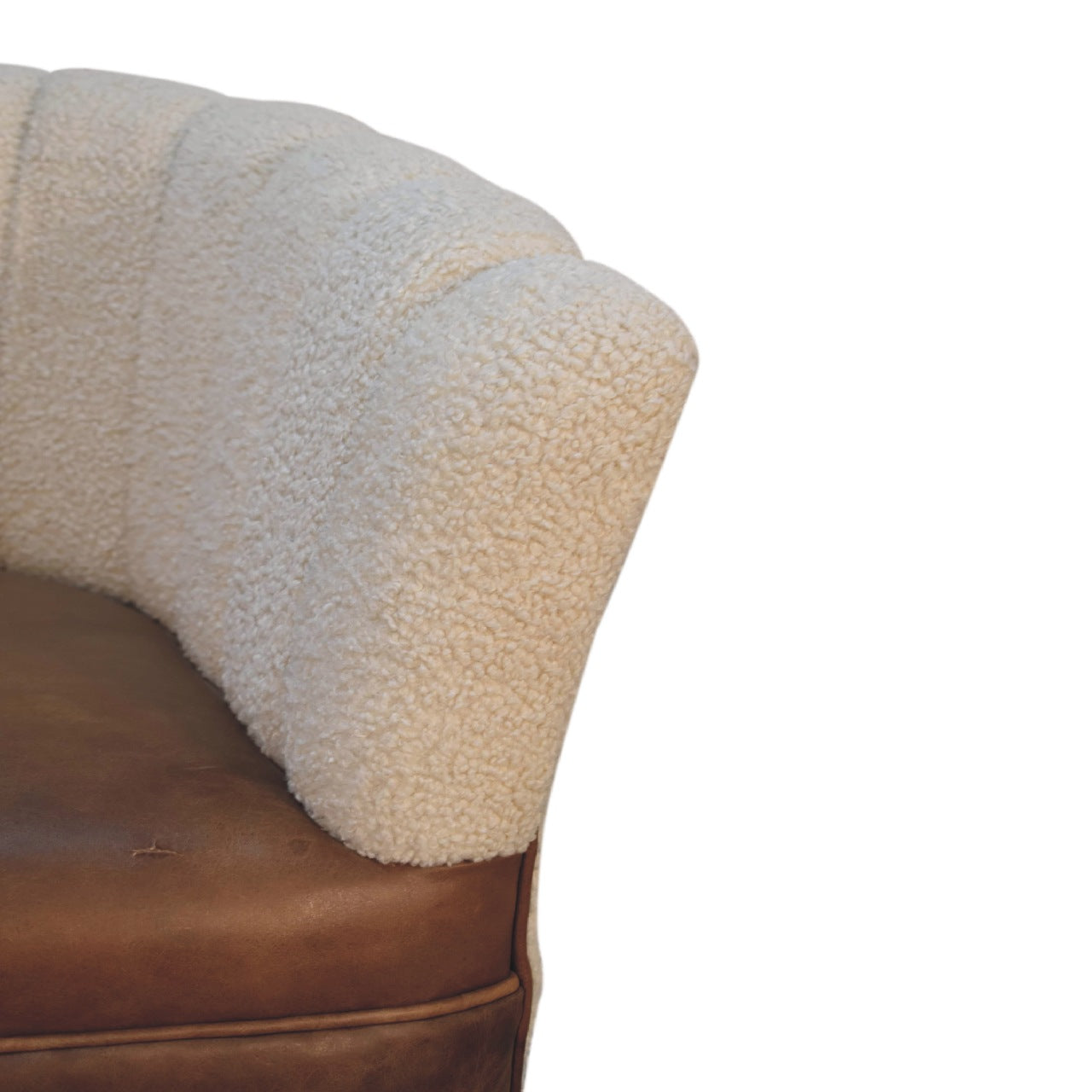 Boucle Cream Buffalo Armchair. Solid Mango Wood