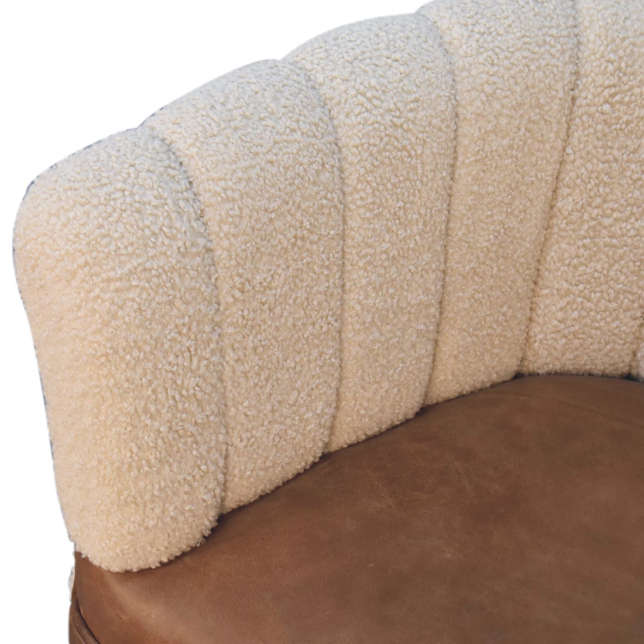 Boucle Cream Buffalo Armchair. Solid Mango Wood