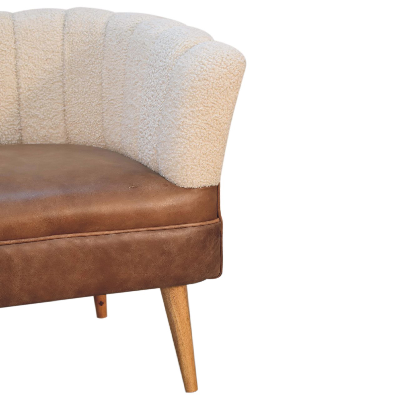 Boucle Cream Buffalo Armchair. Solid Mango Wood
