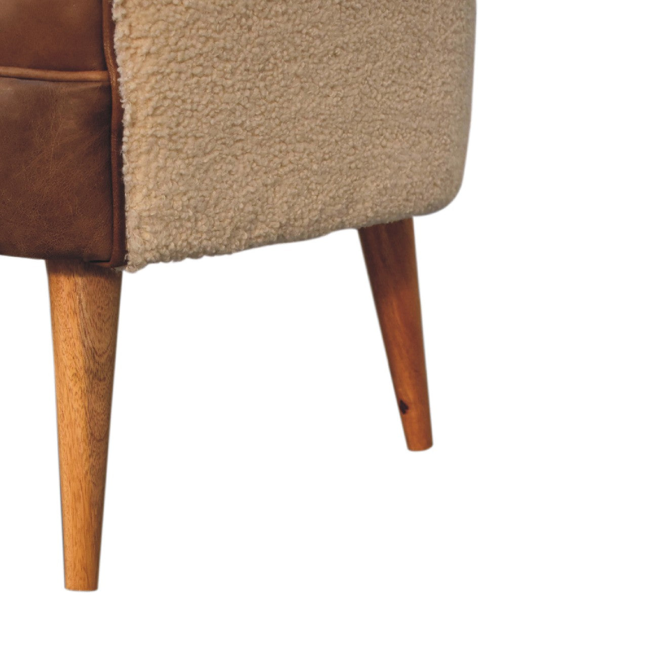 Boucle Cream Buffalo Armchair. Solid Mango Wood