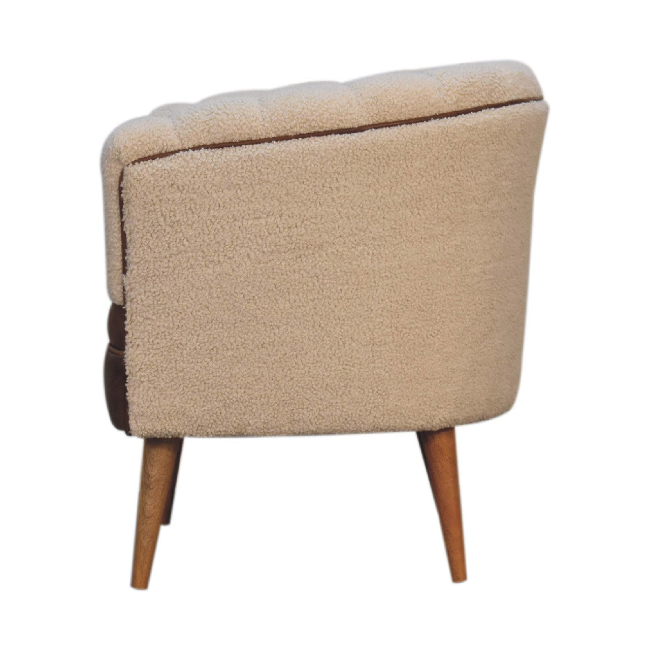 Boucle Cream Buffalo Armchair. Solid Mango Wood
