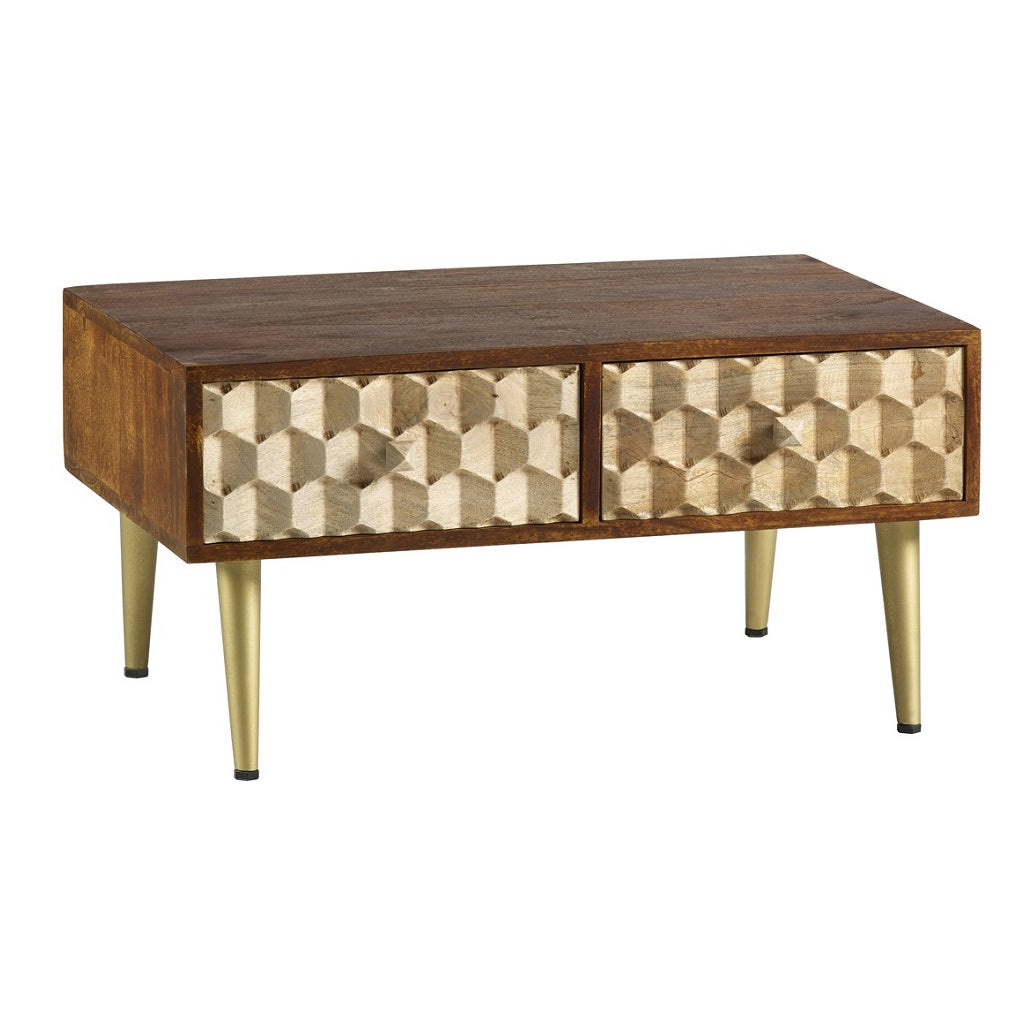Edison Coffee Table with 2 Drawers Solid Mango Wood