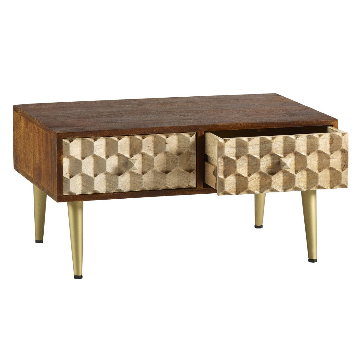 Edison Coffee Table with 2 Drawers Solid Mango Wood