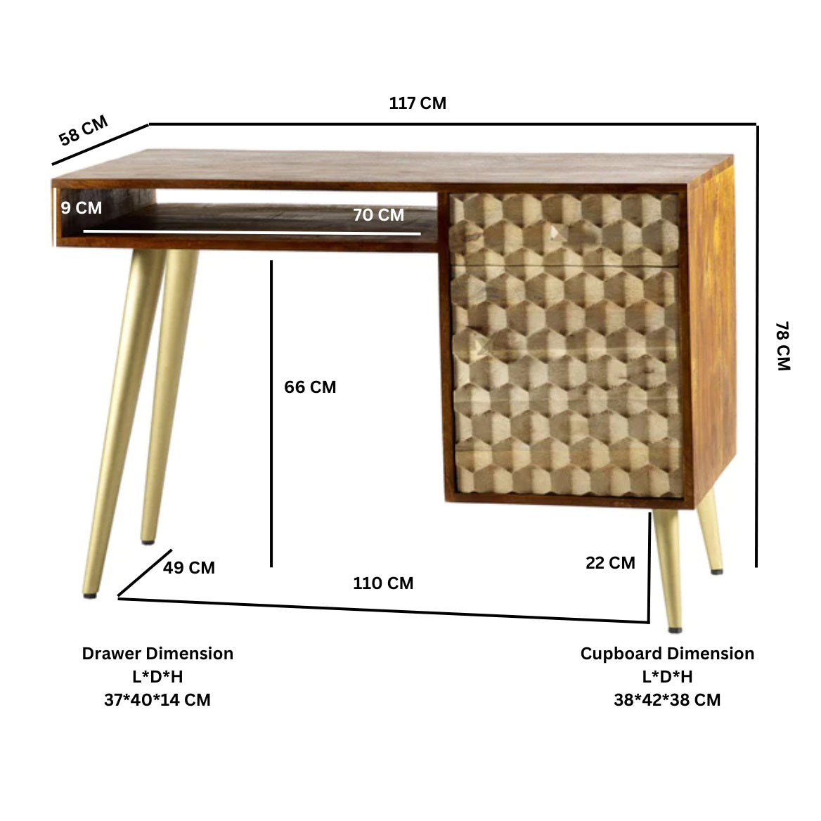 Edison Desk Solid Mango Wood