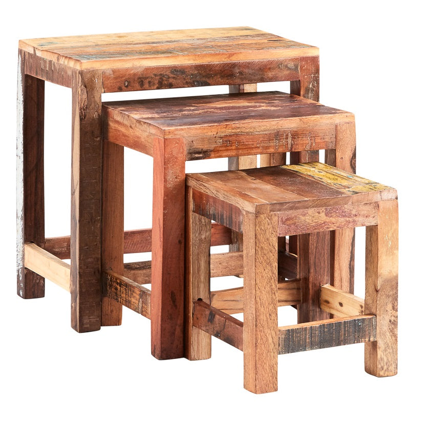 Coastal Nest of 3 Tables 100% Reclaimed Wood