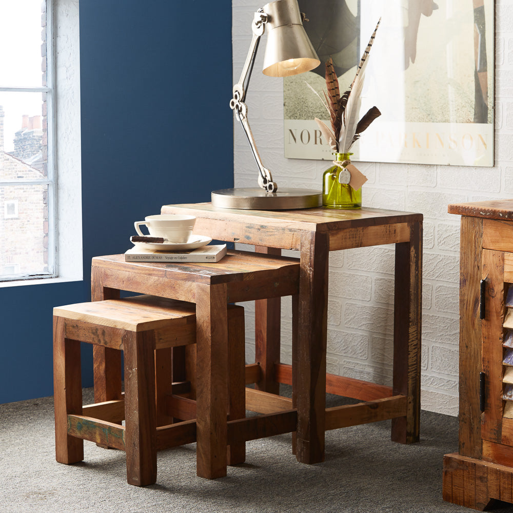 Coastal Nest of 3 Tables 100% Reclaimed Wood