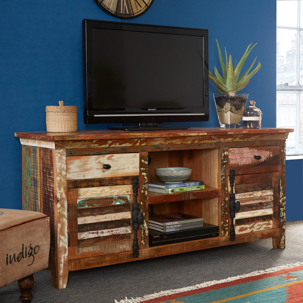 Coastal Large TV Media Credenza 100% Reclaimed Wood