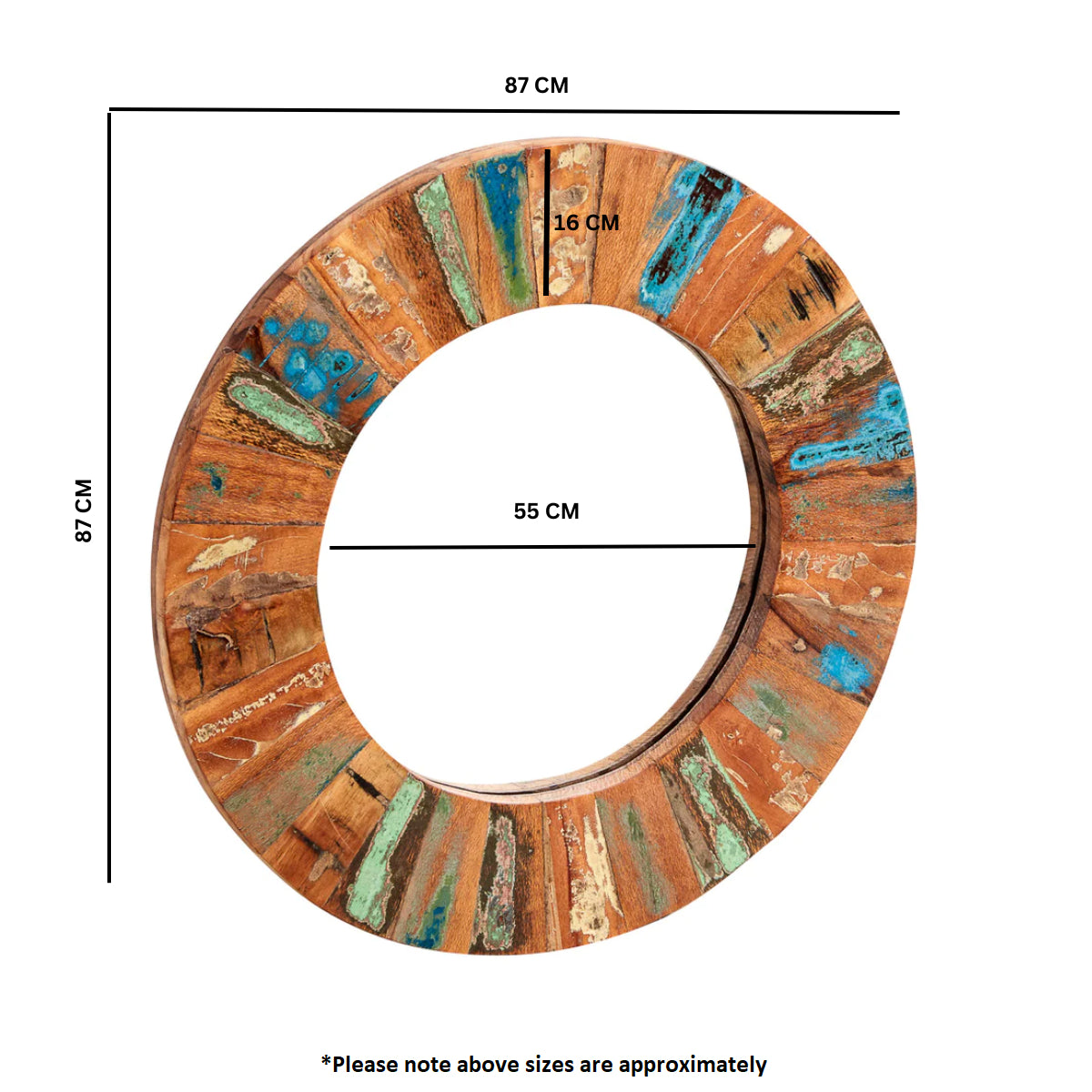 Coastal Large Mirror Frame 100% Reclaimed Wood