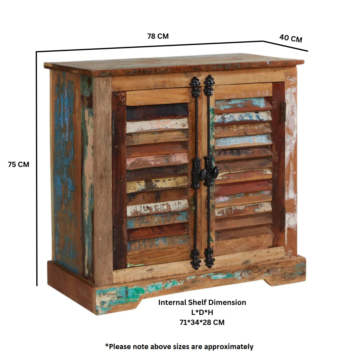 Coastal 2 Door Sideboard 100% Reclaimed Wood