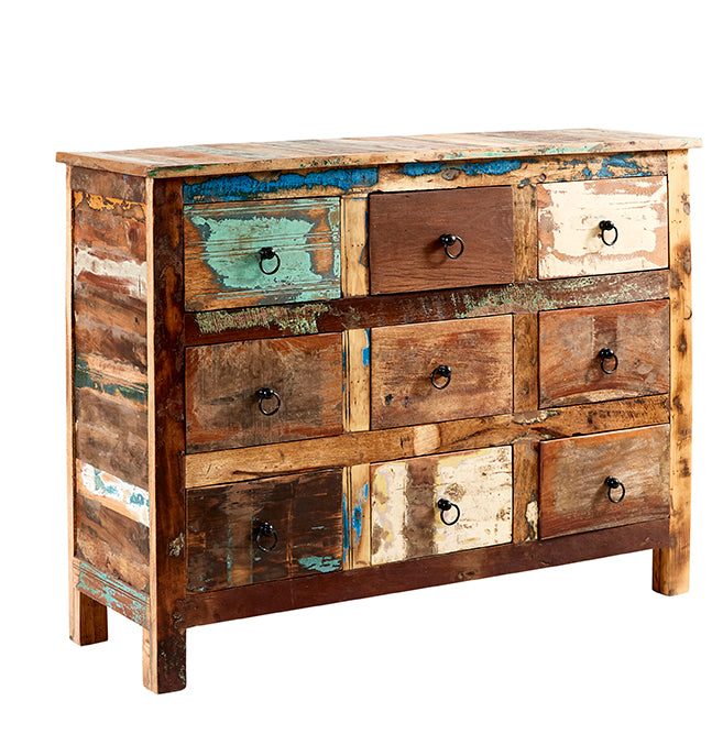 Coastal 9 Drawer Chest 100% Reclaimed Wood