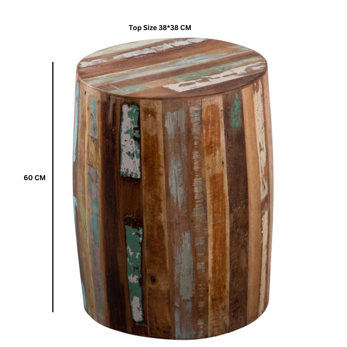 Coastal Drum Stool 100% Reclaimed Wood