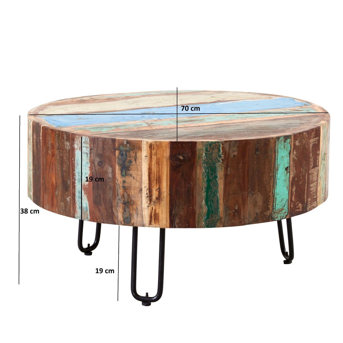 Coastal Drum Coffee Table 100% Reclaimed Wood