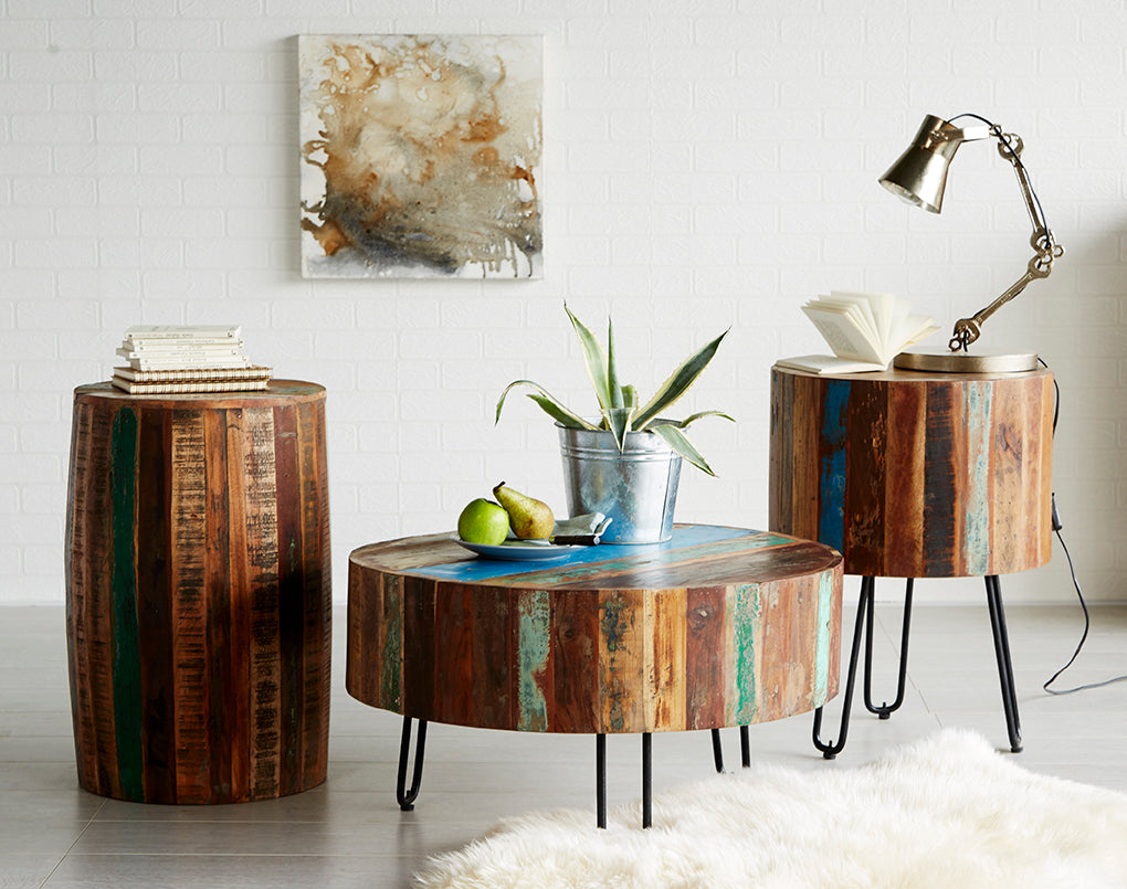 Coastal Drum Coffee Table 100% Reclaimed Wood