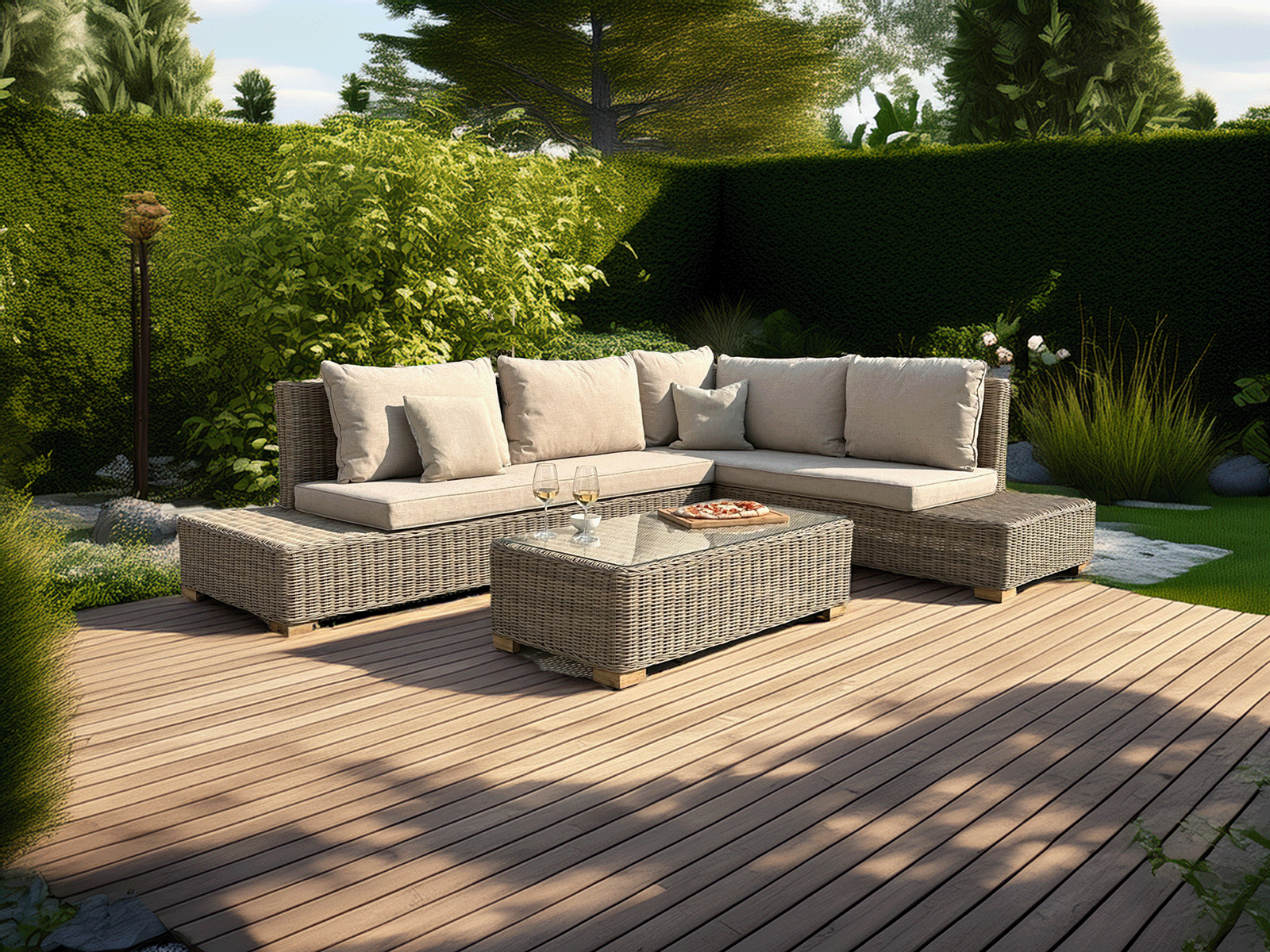Capri Collection Outdoor Large Corner And Coffee Table Set